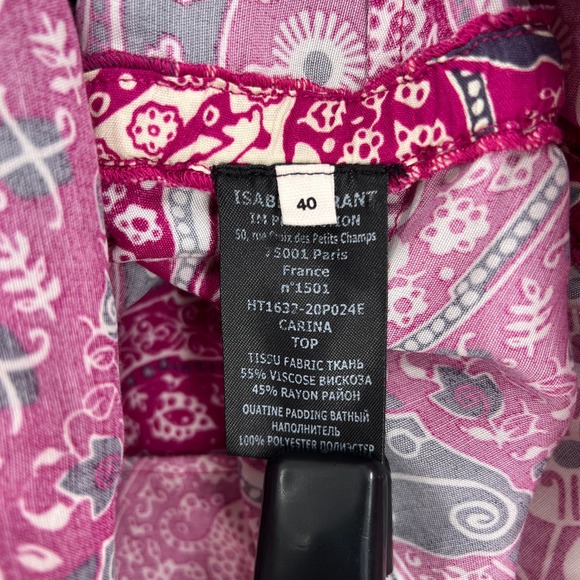 ISABEL MARANT ETOILE Carina Top Womens 40 Pink Printed One Shoulder Blouse - Picture 15 of 16